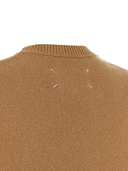 Vest by Maison Margiela for women in virgin wool beige, camel & white features an on trend silhouette, showcasing a sophisticated and premium thermal for a truly on trend finish.