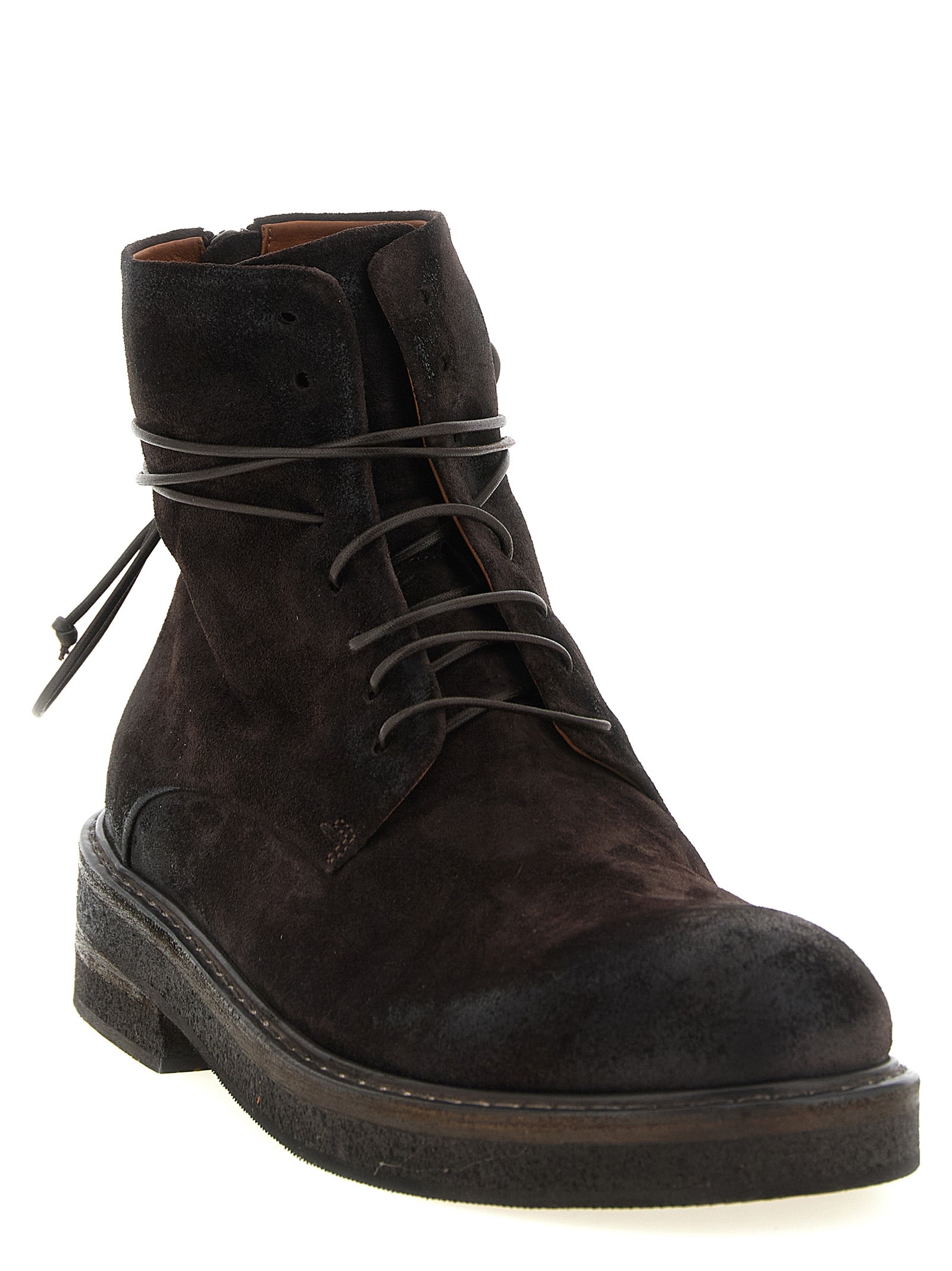 Ankle Chelsea Boots by Marsell for men in calfskin leather brown features an dynamic silhouette, showcasing the dynamic Men's Calfskin Leather Ankle Chelsea Boots design with its distinctive and elegant .