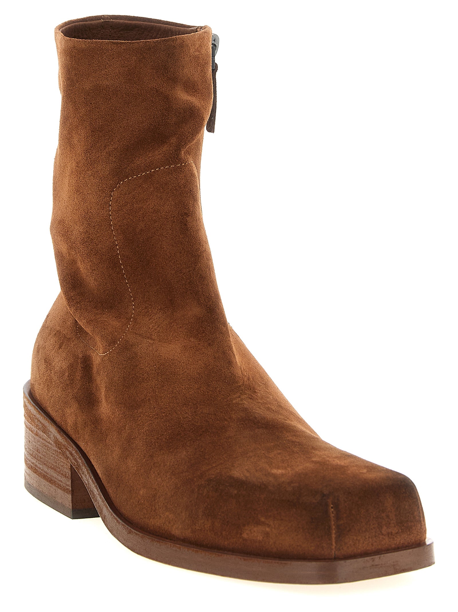 Ankle Boots by Marsell for men in calfskin leather brown features an avant-garde Men's Calfskin Leather Ankle Boots silhouette, defined by a sophisticated and a avant-garde square toe style.