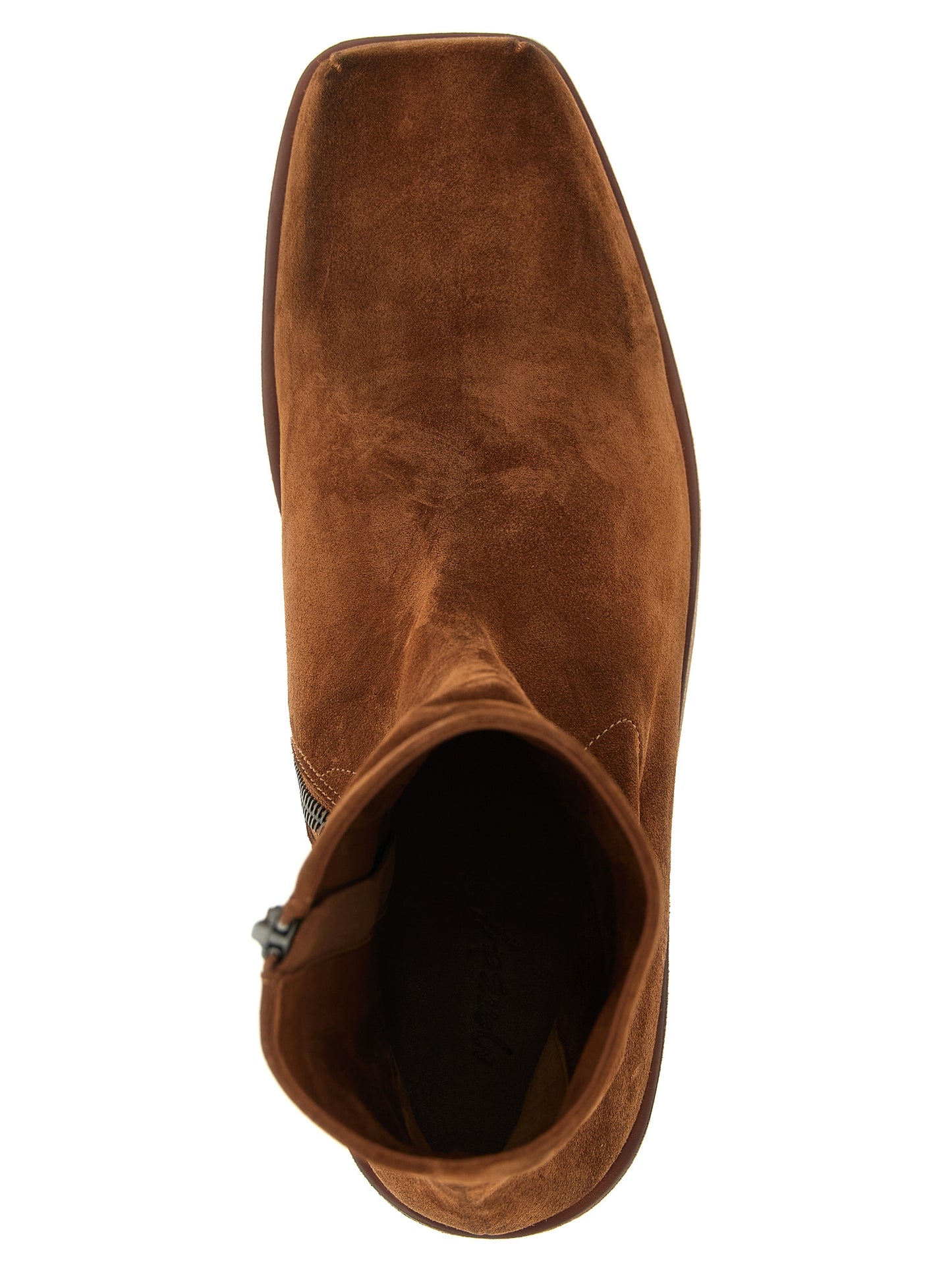 Ankle Boots by Marsell for men in calfskin leather brown features an dynamic silhouette, showcasing the dynamic Men's Calfskin Leather Ankle Boots design with its distinctive and elegant square toe style.