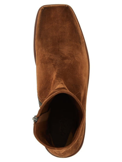 Ankle Boots by Marsell for men in calfskin leather brown features an dynamic silhouette, showcasing the dynamic Men's Calfskin Leather Ankle Boots design with its distinctive and elegant square toe style.