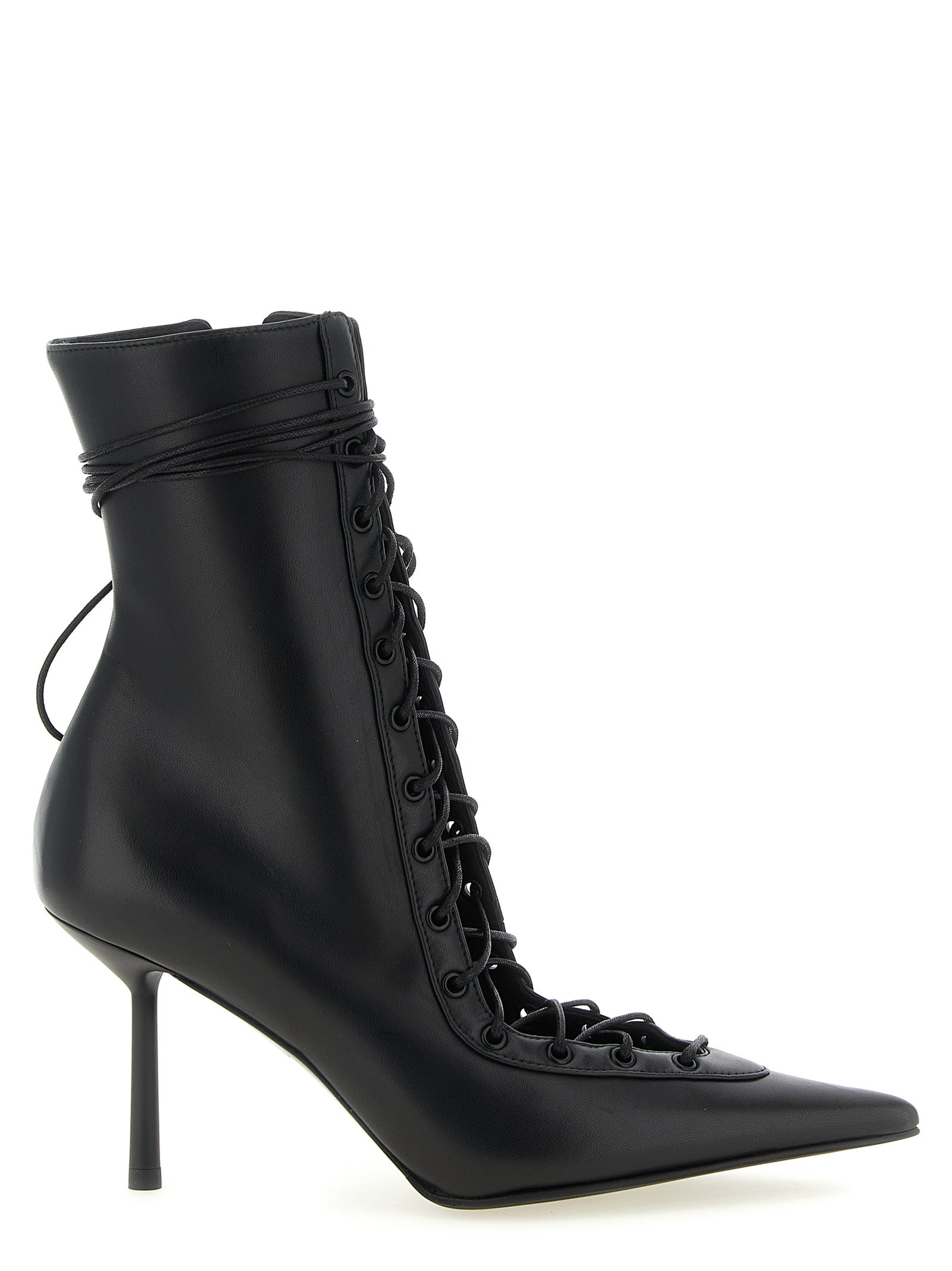 Stiletto Ankle Boots by LE SILLA for women in lambskin leather black features an enchanting design from the Women's Lambskin Leather Stiletto Ankle Boots collection, highlighting a enchanting stiletto and pointed toe style for a refined look.