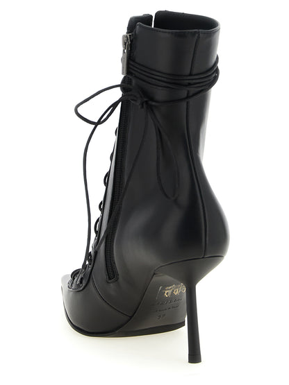 Stiletto Ankle Boots by LE SILLA for women in lambskin leather black features an effortless chic silhouette from the Women's Lambskin Leather Stiletto Ankle Boots collection, showcasing a effortless chic stiletto and refined pointed toe style for an effortless chic look.