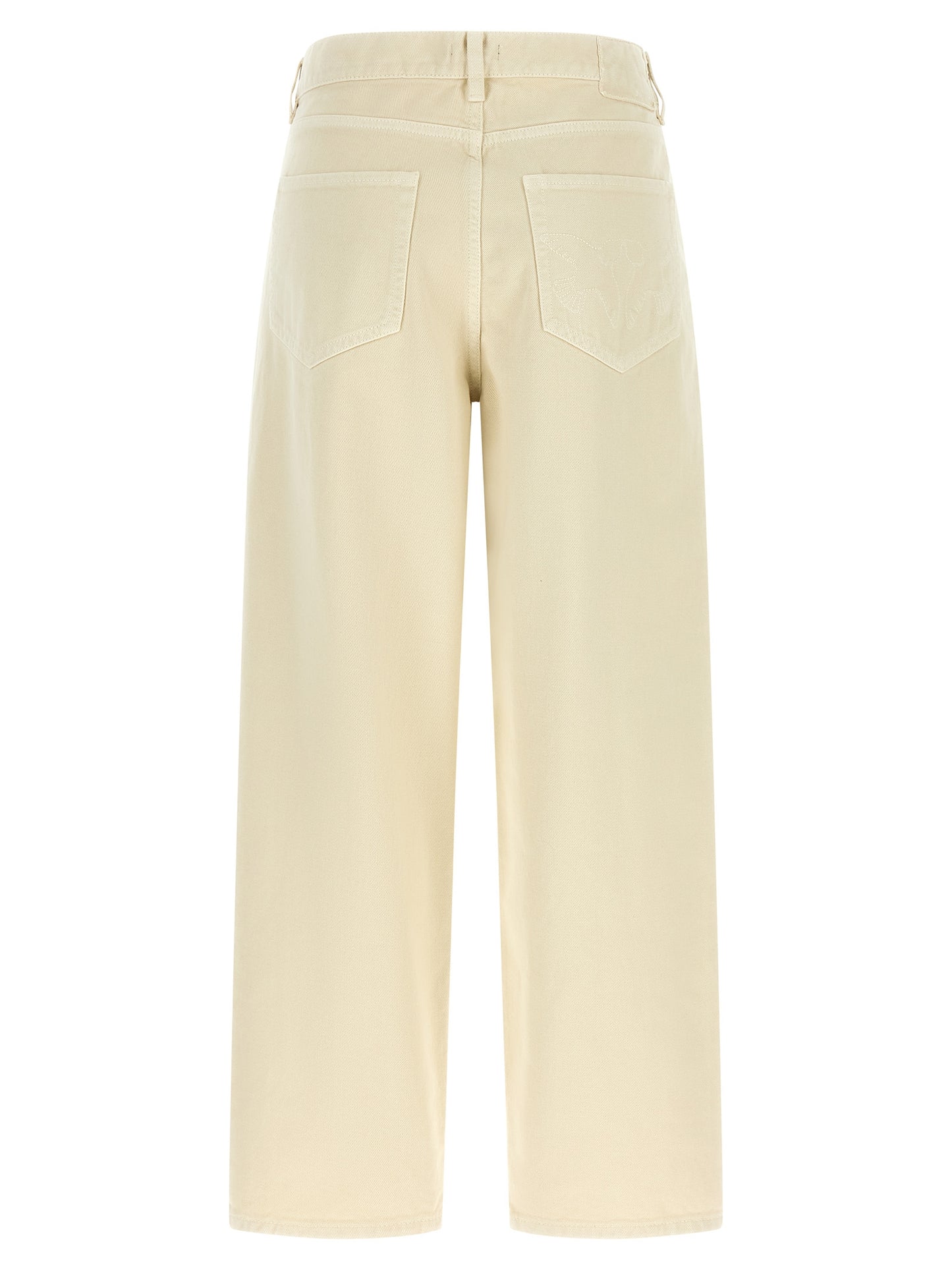 Jeans by PINKO for women in denim cotton beige & patterned features an sophisticated high rise and relaxed-fit & wide with a precise long, creating a sophisticated and sophisticated silhouette.