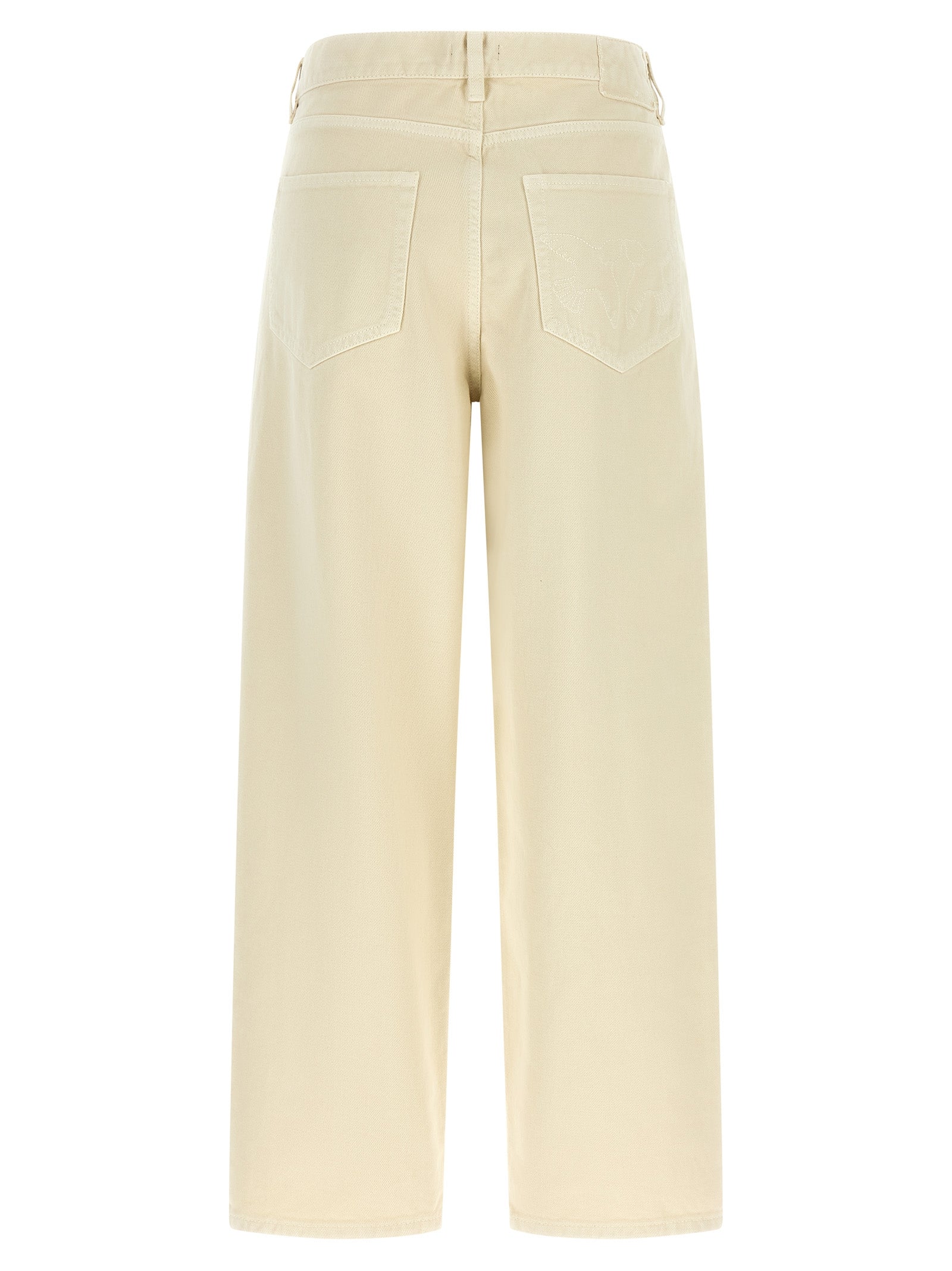Jeans by PINKO for women in denim cotton beige & patterned features an sophisticated high rise and relaxed-fit & wide with a precise long, creating a sophisticated and sophisticated silhouette.