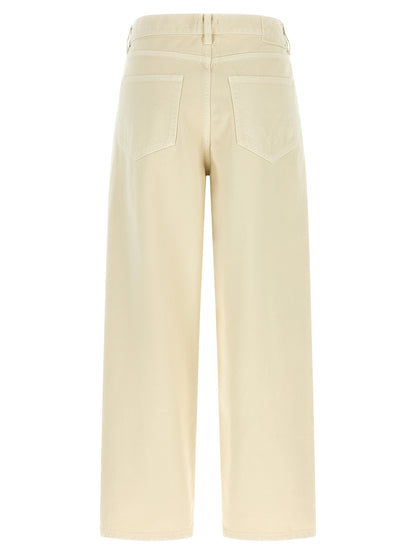 Jeans by PINKO for women in denim cotton beige & patterned features an sophisticated high rise and relaxed-fit & wide with a precise long, creating a sophisticated and sophisticated silhouette.