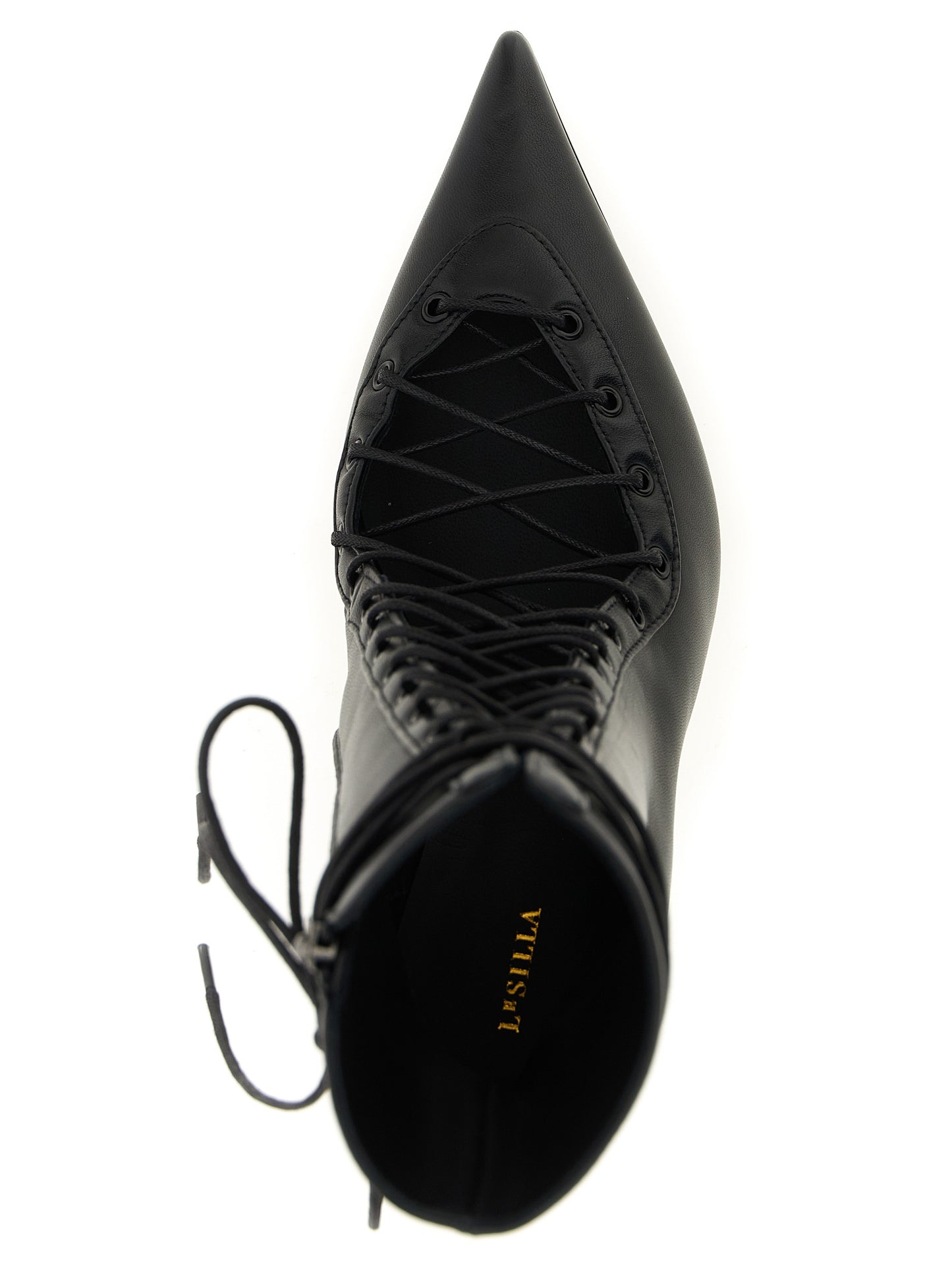 Stiletto Ankle Boots by LE SILLA for women in lambskin leather black showcases a ergonomic silhouette from the Women's Lambskin Leather Stiletto Ankle Boots collection, featuring a ergonomic stiletto and a ergonomic pointed toe style.