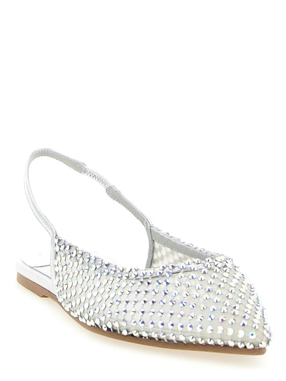 Ballet Slingback Flat Shoes by LE SILLA for women in polyamide & polyester silver showcases a resplendent Women's Polyamide & Polyester Ballet Slingback Flat Shoes aesthetic with a and pointed toe style.