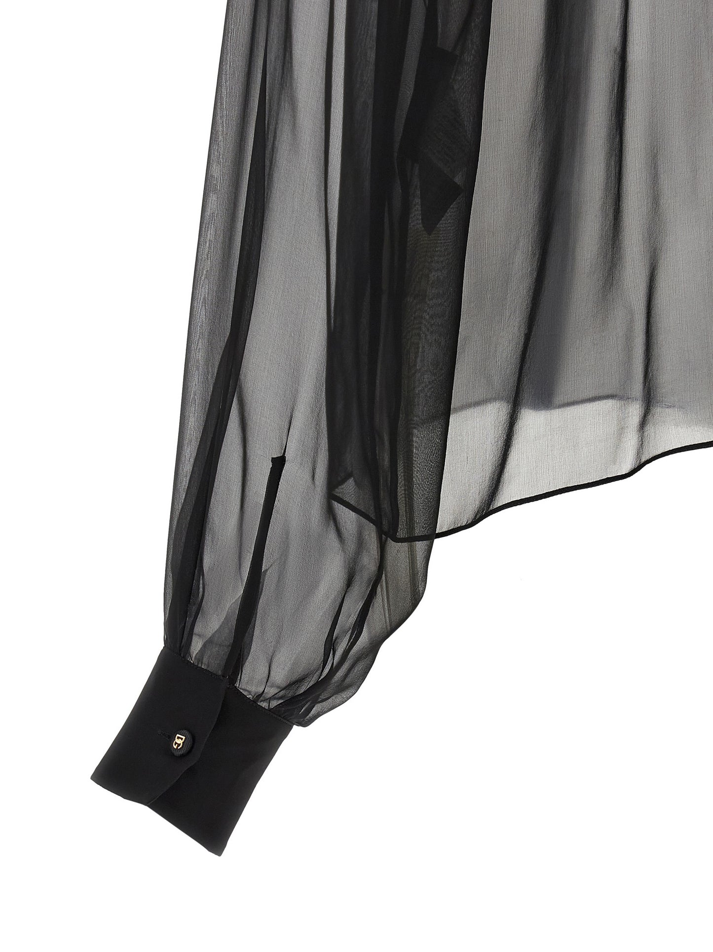 Blouse by Dolce & Gabbana for women in silk chiffon black, gold & floral, featuring a nuanced and nuanced for a sophisticated finish.