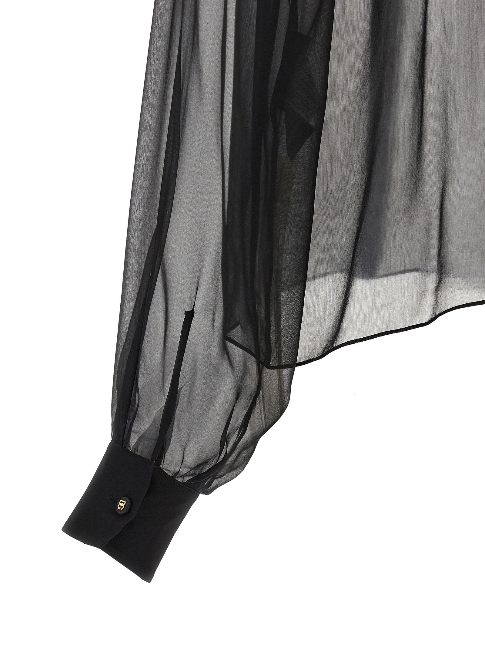 Blouse by Dolce & Gabbana for women in silk chiffon black, gold & floral, featuring a nuanced and nuanced for a sophisticated finish.