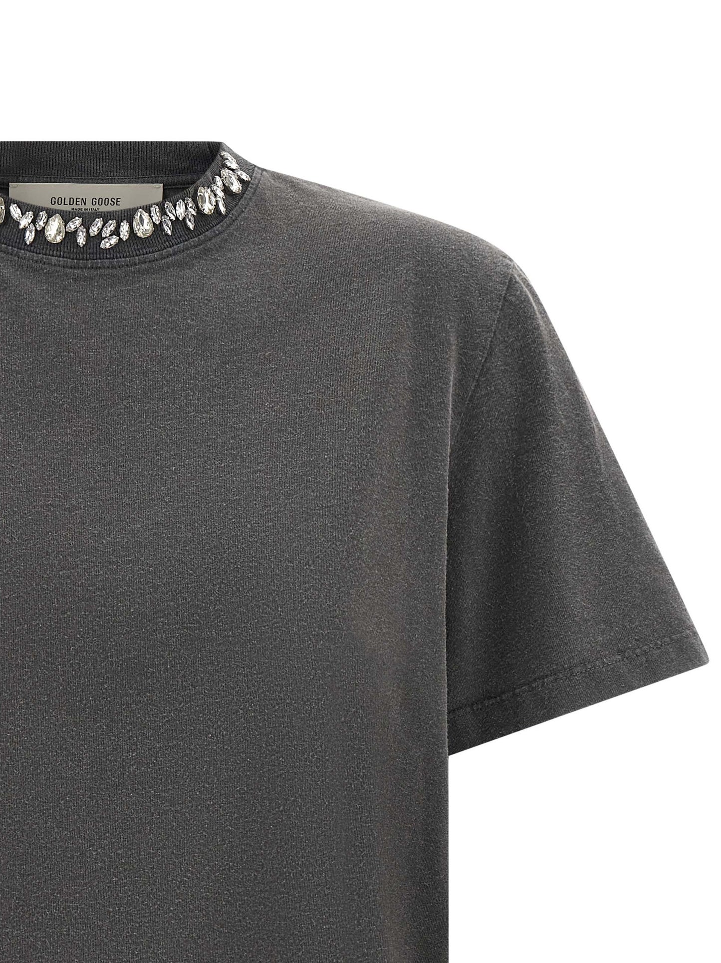T-Shirt by Golden Goose for women in cotton dark-gray, gray & transparent showcases a chic silhouette, artfully detailed with a chic and for a chic finish.