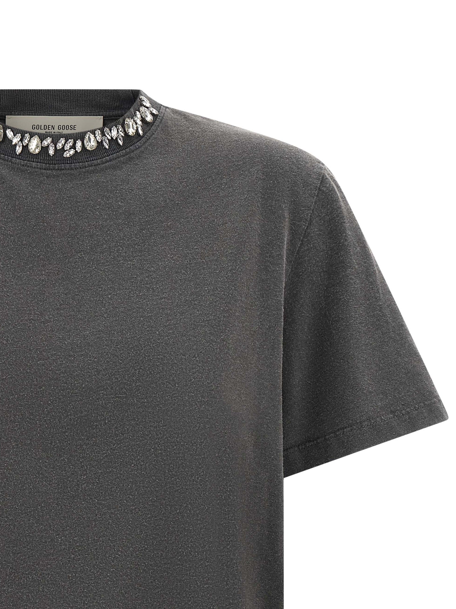 T-Shirt by Golden Goose for women in cotton dark-gray, gray & transparent showcases a chic silhouette, artfully detailed with a chic and for a chic finish.
