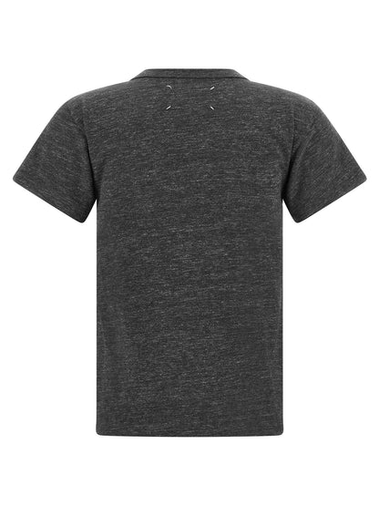 T-Shirt by Maison Margiela for women in cotton dark-gray, white & print showcases a chic silhouette, artfully detailed with a chic crew neckline and for a chic finish.