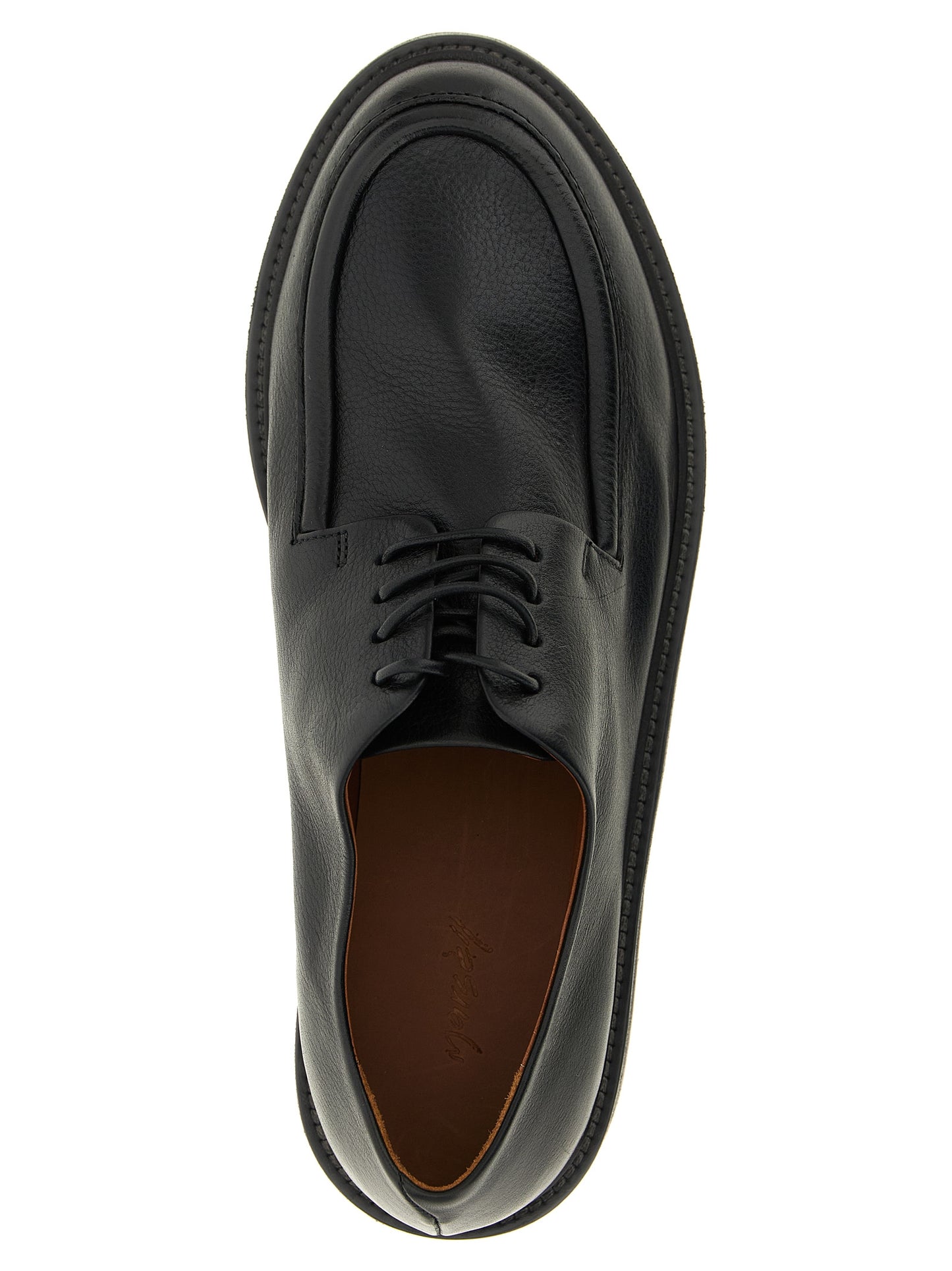 Derby Shoes by Marsell for men in calfskin leather black showcases a impeccable silhouette as Men's Calfskin Leather Derby Shoes, artfully designed with a impeccable and refined for a impeccable finish.