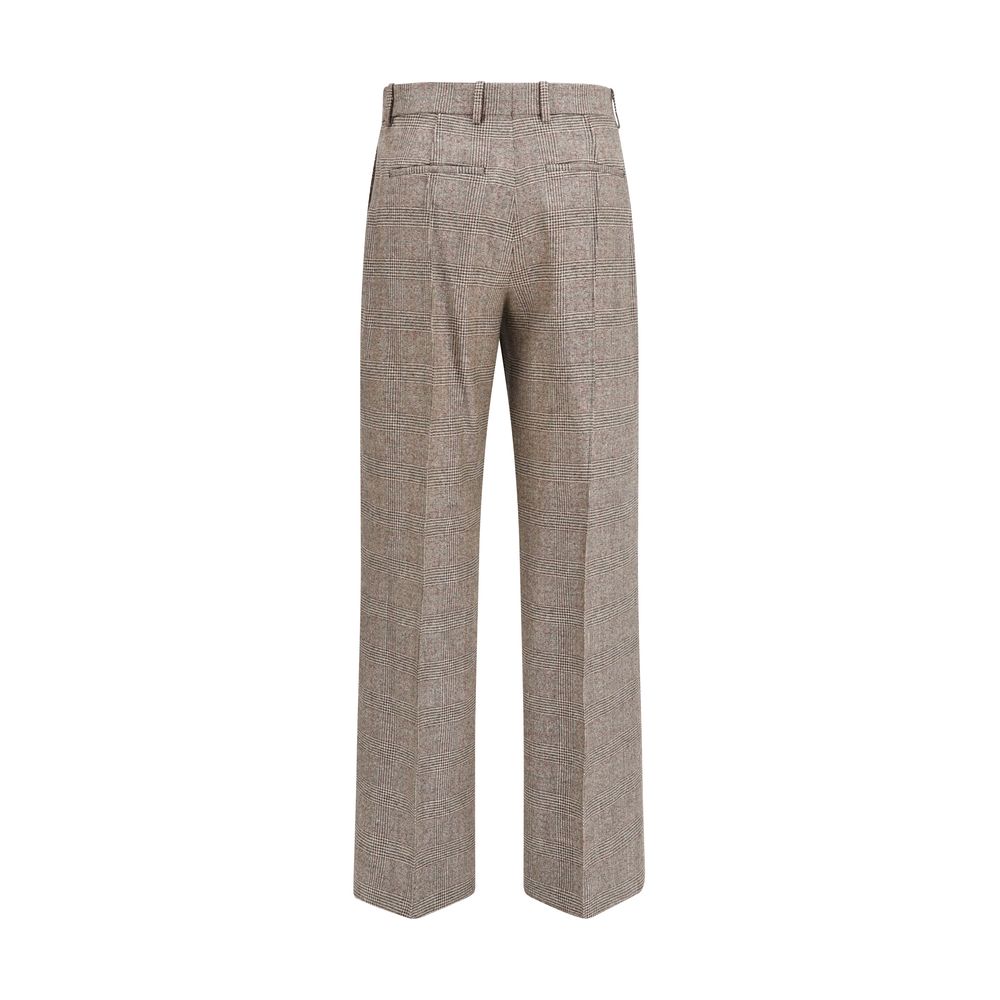 Trousers by Burberry for women in linen merino wool & polyester beige, patterned & checked features an on trend silhouette, showcasing a sophisticated straight-leg & regular-fit with a long and for an on trend finish.