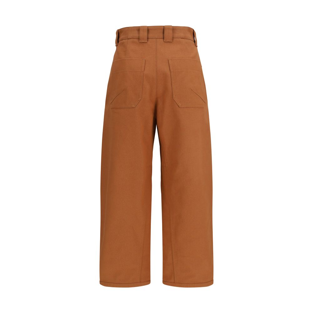 Casual Pants by Chloé for women in organic cotton & horse leather gold, horn & orange features a refined silhouette with a refined regular-fit & wide, defined by a and a refined long for a refined finish.