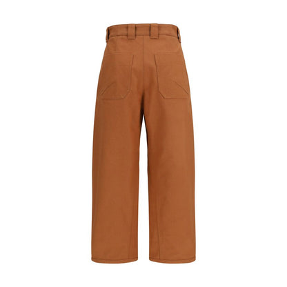 Casual Pants by Chloé for women in organic cotton & horse leather gold, horn & orange features a refined silhouette with a refined regular-fit & wide, defined by a and a refined long for a refined finish.