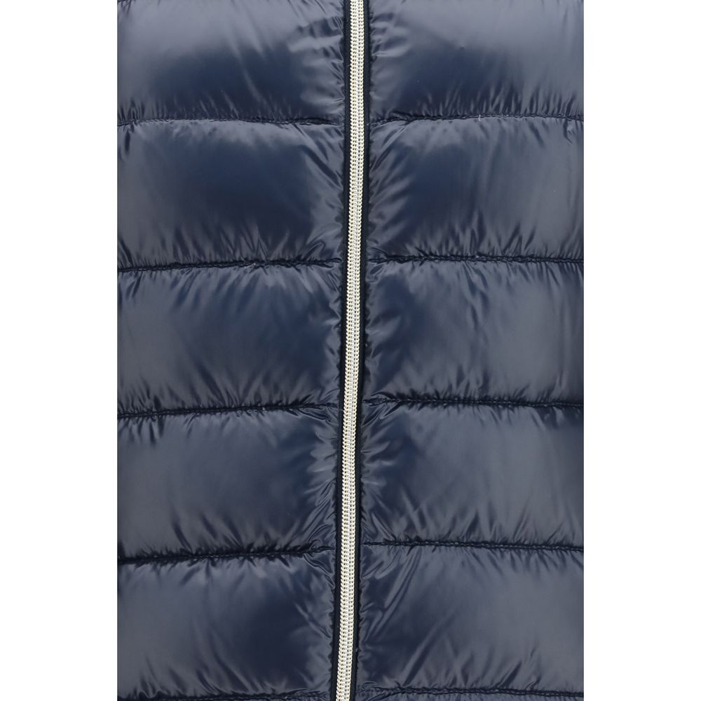 Hooded Puffer Jacket by Herno for women in polyamide & goose-down blue & gold features an on trend silhouette, showcasing refined pockets, hooded & insulated and a sophisticated for a truly on trend finish.