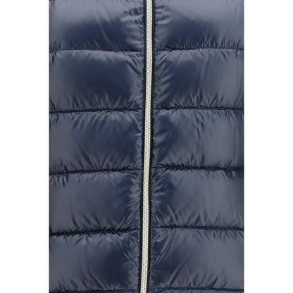 Hooded Puffer Jacket by Herno for women in polyamide & goose-down blue & gold features an on trend silhouette, showcasing refined pockets, hooded & insulated and a sophisticated for a truly on trend finish.