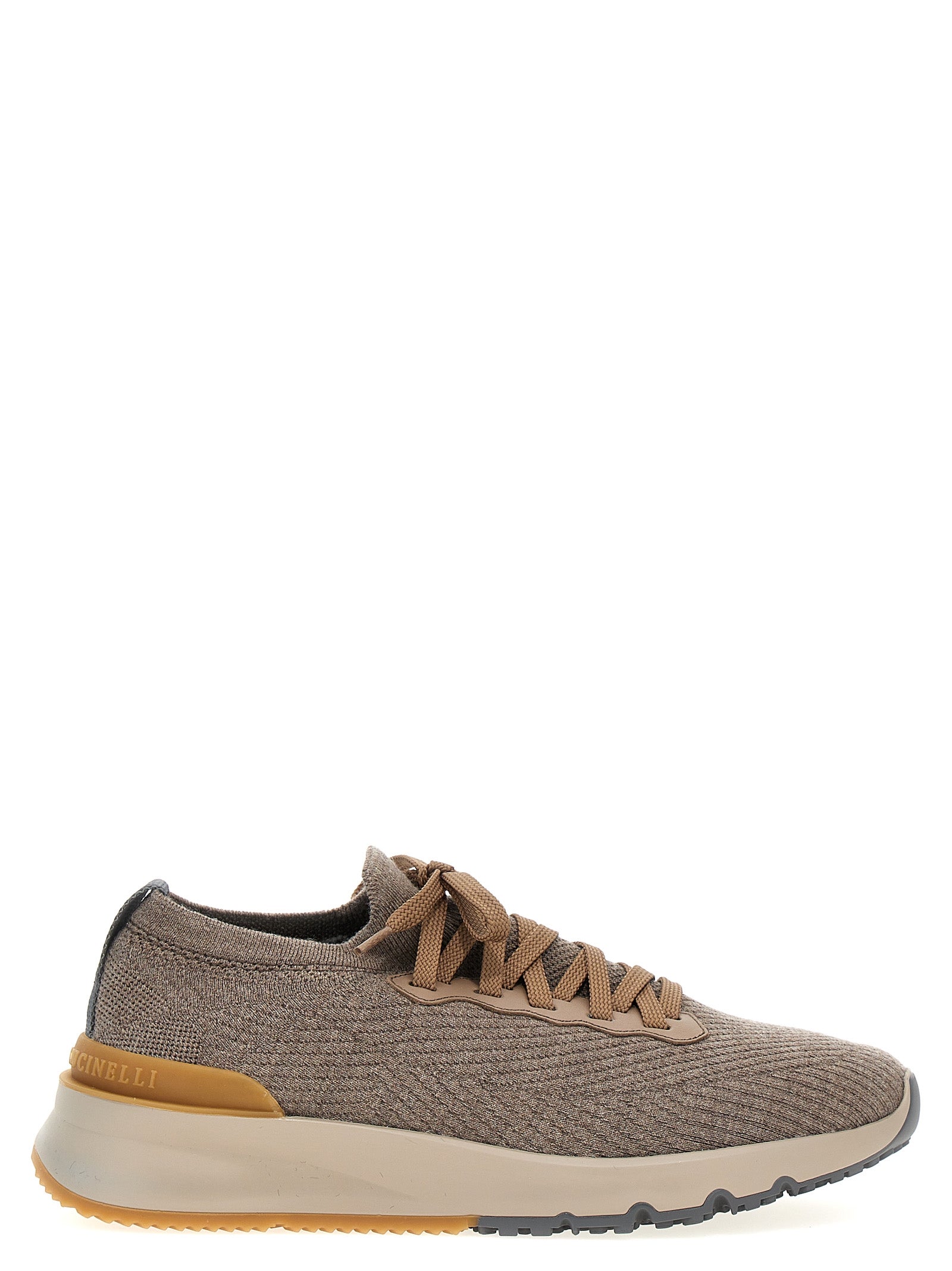 Sneakers by Brunello Cucinelli for men in wool gray presents a on trend silhouette from the Men's Low Top Wool Sneakers collection, showcasing a on trend low-top style for an elevated aesthetic.