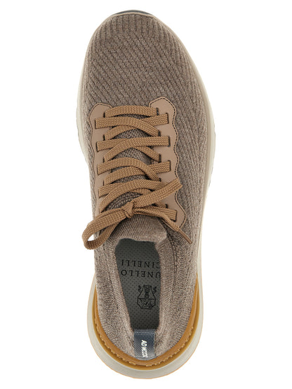 Sneakers by Brunello Cucinelli for men in wool gray features an fashionable silhouette, showcasing the premium Men's Low Top Wool Sneakers in a fashionable low-top style that offers a fashionable finish for refined style.