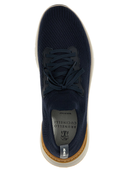 Athletic Sneakers by Brunello Cucinelli for men in wool blue features an exquisite silhouette, showcasing the premium low-top style of the Men's Low Top Wool Athletic Sneakers with an exquisite finish.