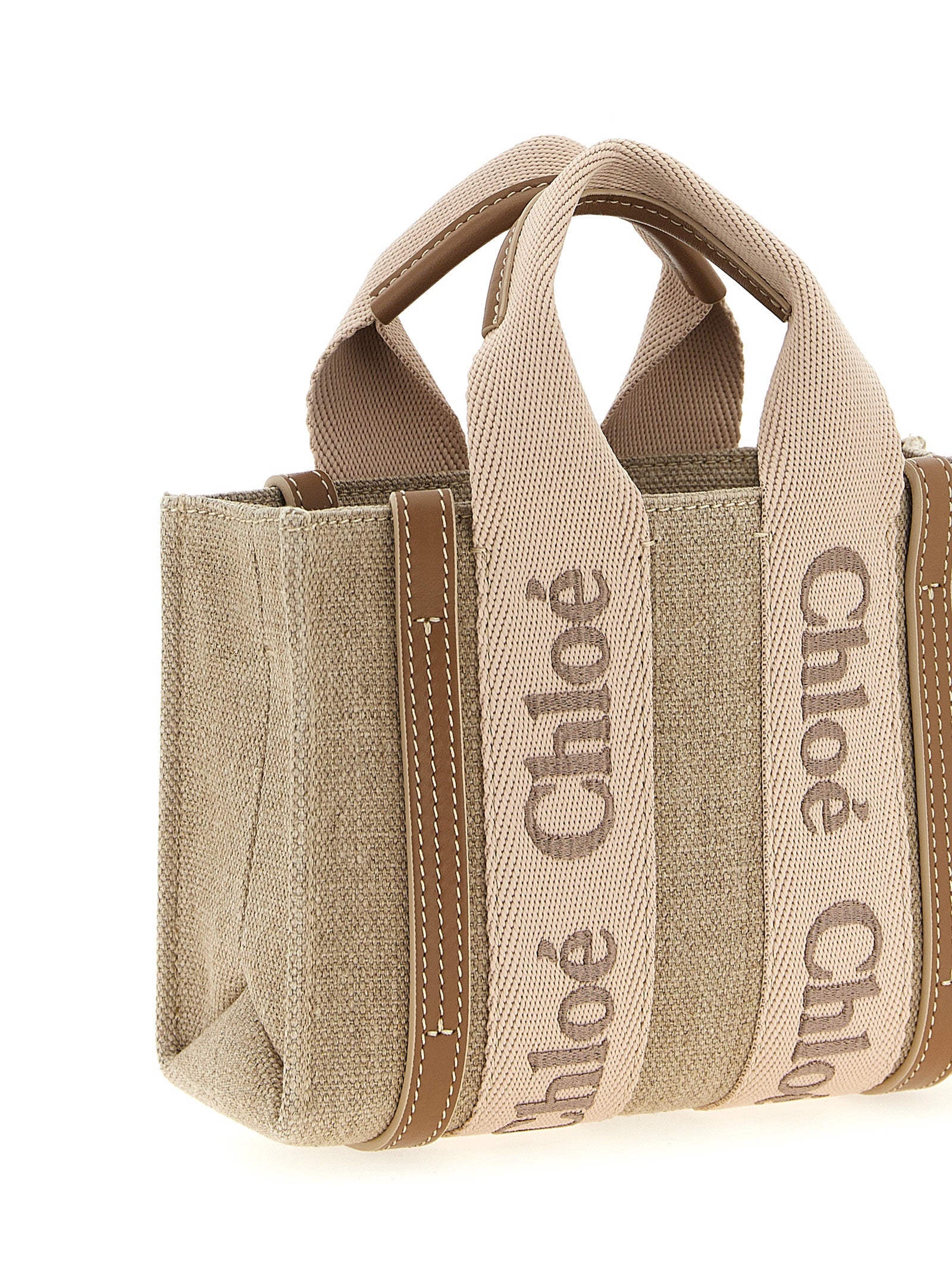 Mini Handbag by Chloé for women in cotton polyester canvas multicolor & pink features an refined silhouette, showcasing a secure , ample , and versatile shoulder-strap, adjustable-strap & handle for a sophisticated refined aesthetic.