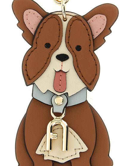 This Keychain by Furla for women in calfskin leather and blue, brown, cream & gold showcases a couture-inspired aesthetic, meticulously highlighting the and with a finish.