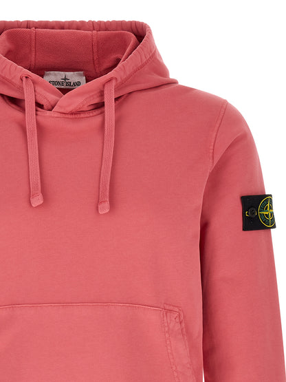 Sweatshirt Hoodie by Stone Island for men in organic cotton multicolor & pink features an dramatic silhouette, showcasing a sophisticated hooded neckline and dramatic for a refined, modern aesthetic.