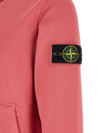 Sweatshirt Hoodie by Stone Island for men in organic cotton multicolor & pink features a slouchy chic silhouette, detailed with a slouchy chic and a signature for an elevated aesthetic.