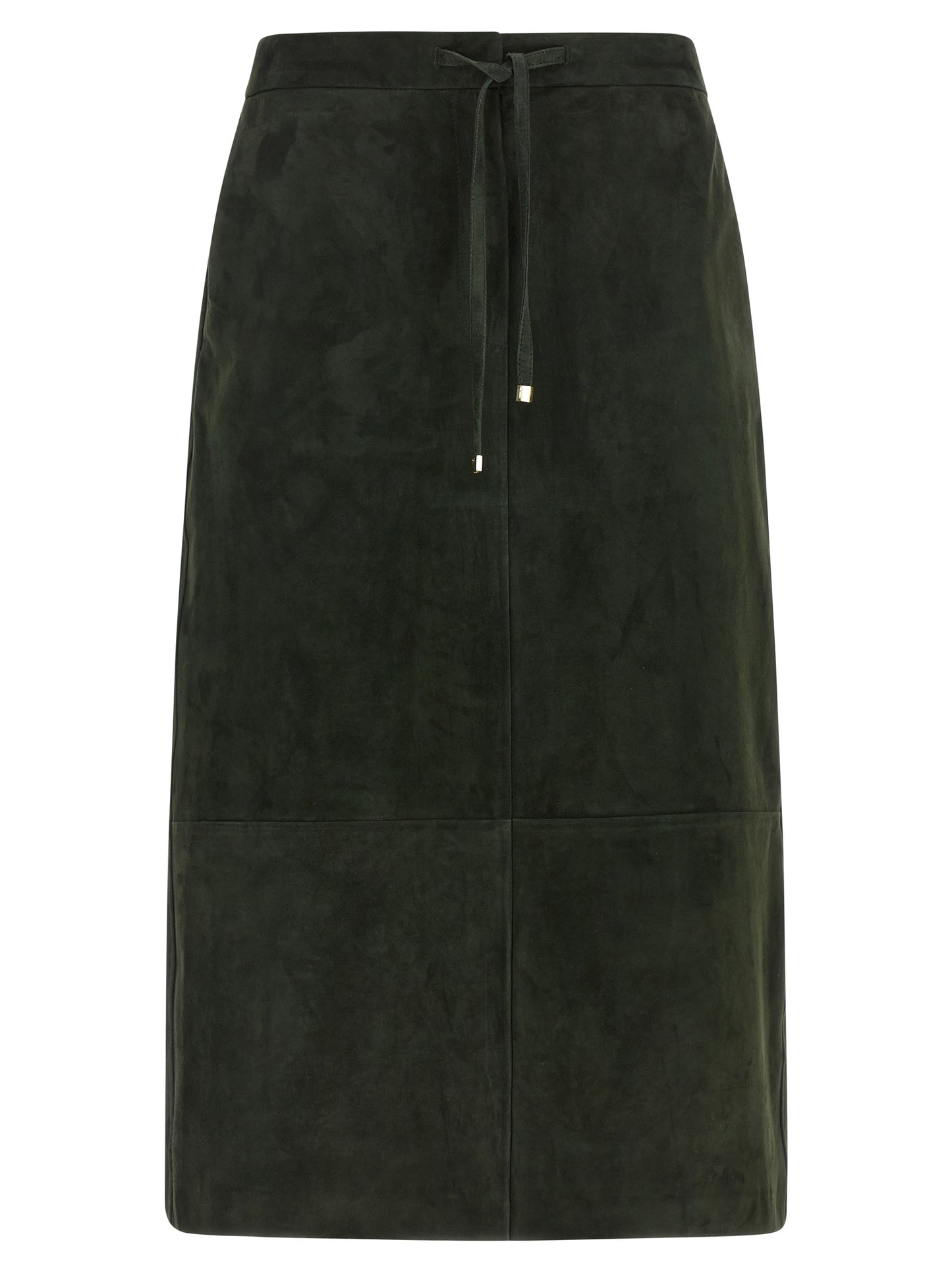 S Max Mara Women's Flared Suede Lamb Leather Skirt - Bicolour Gold Green