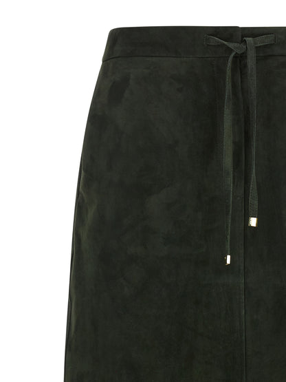 S Max Mara Women's Flared Suede Lamb Leather Skirt - Bicolour Gold Green