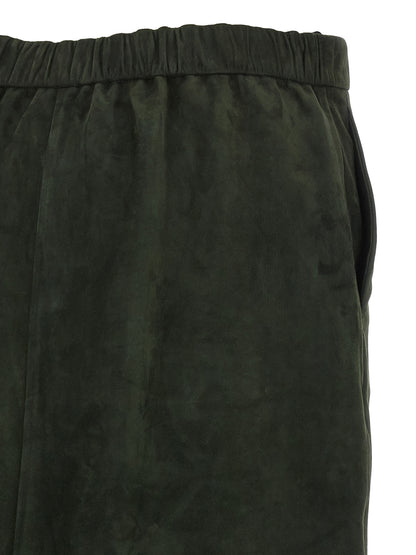 S Max Mara Women's Flared Suede Lamb Leather Skirt - Bicolour Gold Green