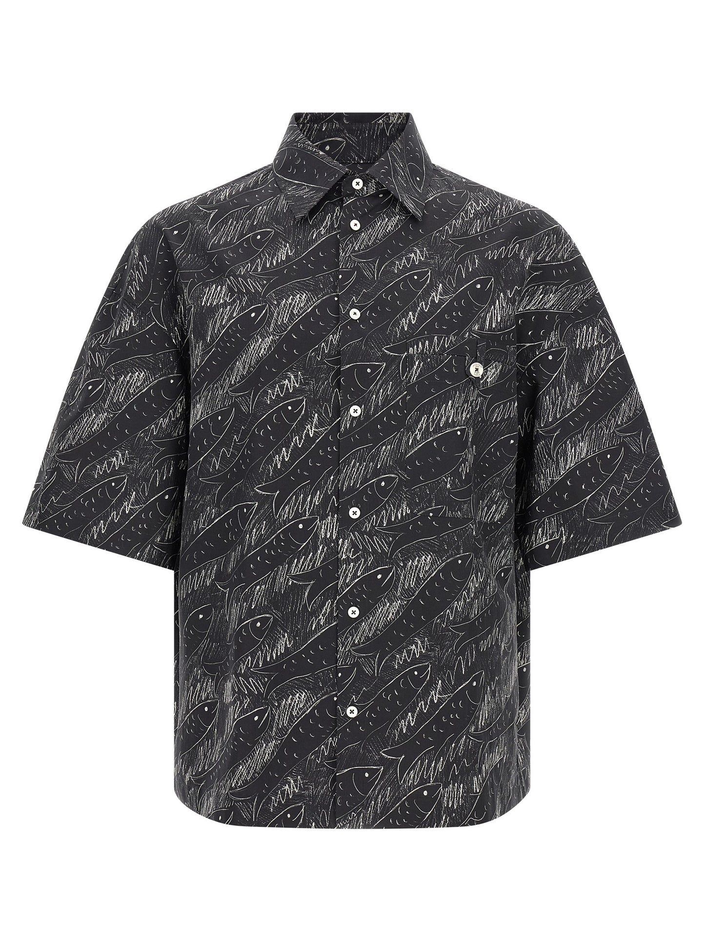 Shirt by Jacquemus for men in cotton black, pearl, signature & print features an polished silhouette, showcasing a sophisticated square neckline and detail for a truly polished finish.