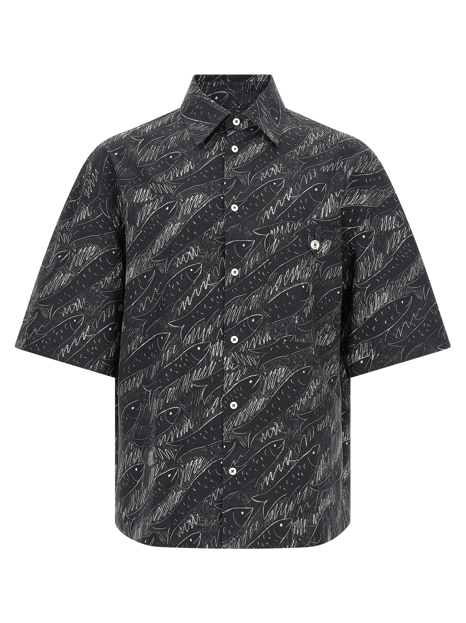 Shirt by Jacquemus for men in cotton black, pearl, signature & print features an polished silhouette, showcasing a sophisticated square neckline and detail for a truly polished finish.