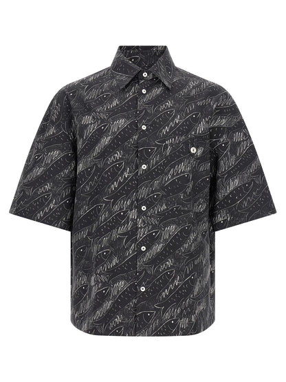 Shirt by Jacquemus for men in cotton black, pearl, signature & print features an polished silhouette, showcasing a sophisticated square neckline and detail for a truly polished finish.