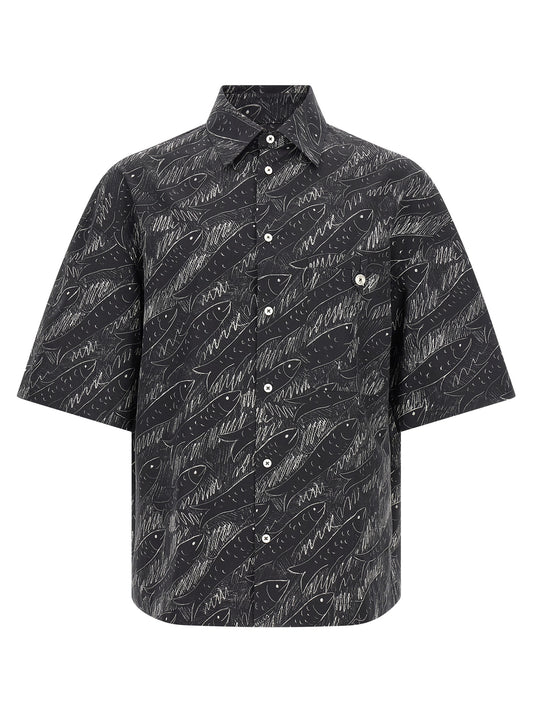 Shirt by Jacquemus for men in cotton black, pearl, signature & print features an polished silhouette, showcasing a sophisticated square neckline and detail for a truly polished finish.