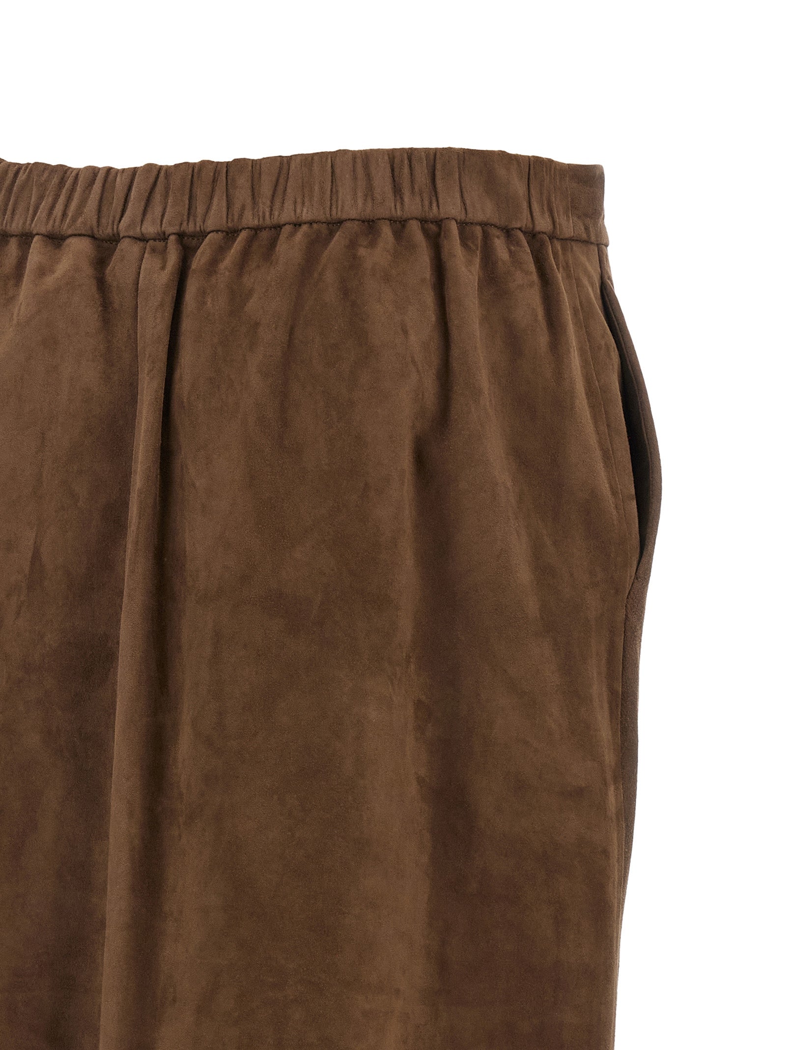 Skirt by S Max Mara for women in suede lamb leather brown & gold features a sublime silhouette, showcasing the sublime design of the Women's Suede Lamb Leather Skirt in a sophisticated midi.