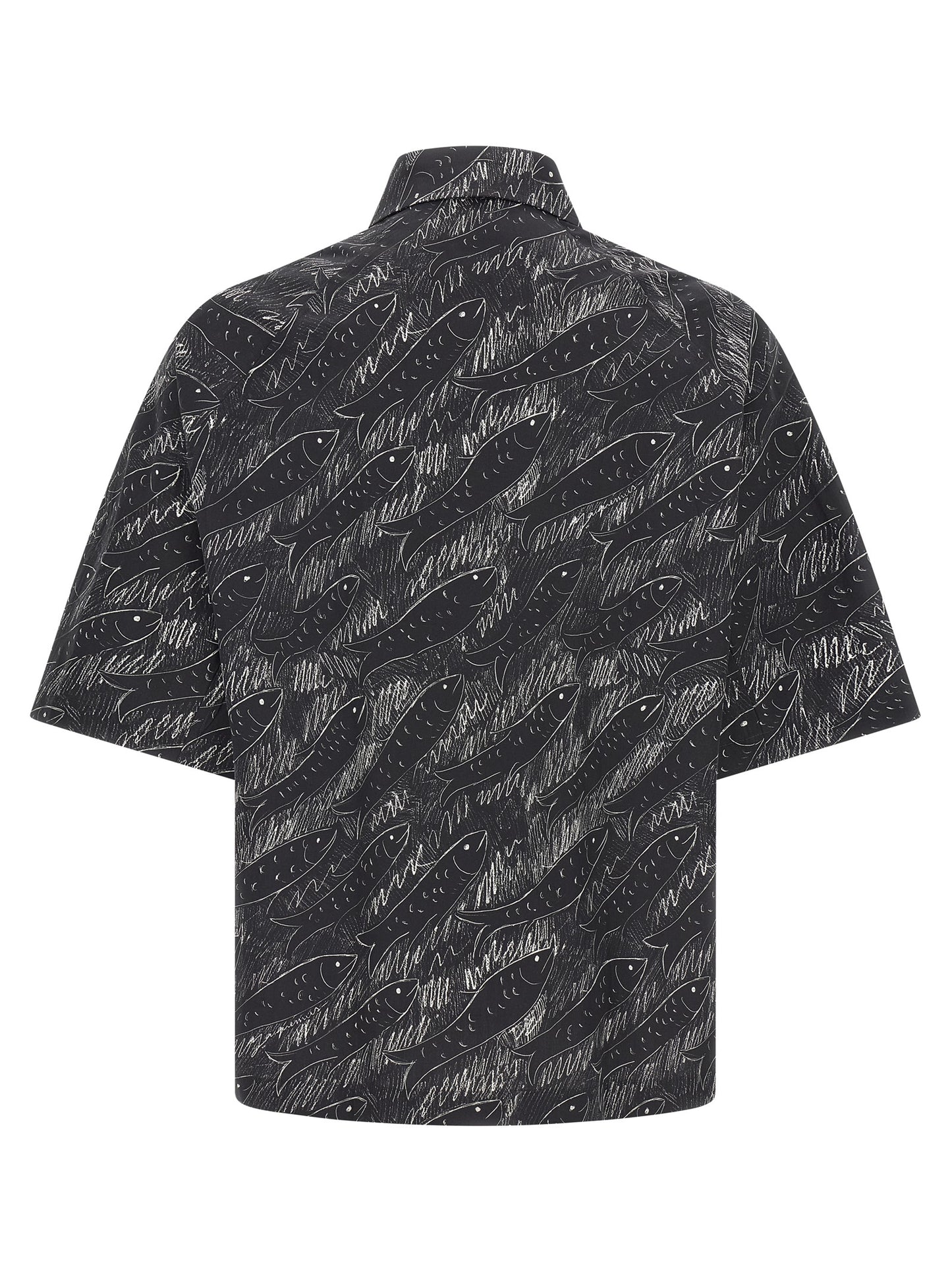Shirt by Jacquemus for men in cotton black, pearl, signature & print, featuring a nuanced and nuanced square neckline for a sophisticated finish.