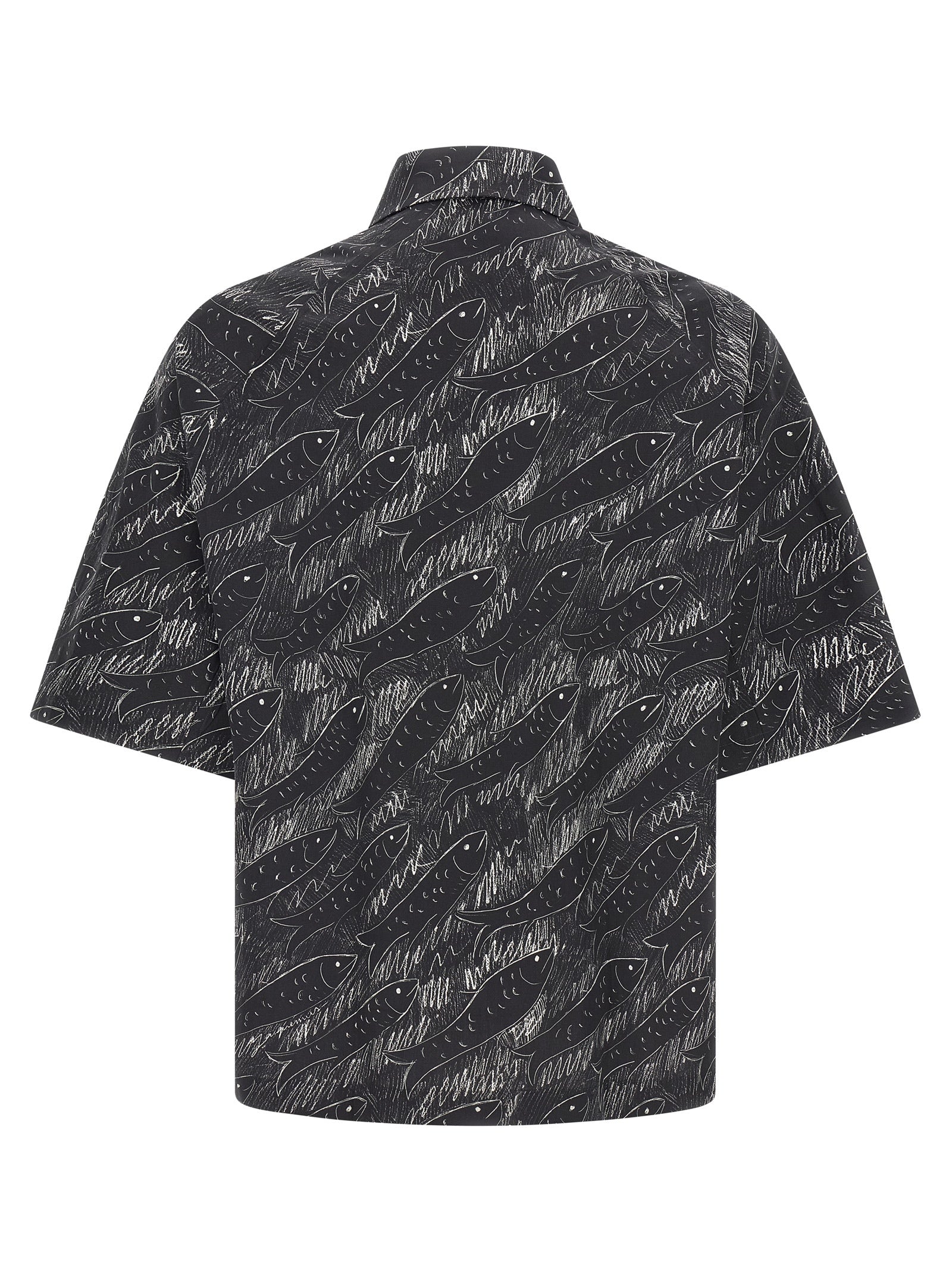 Shirt by Jacquemus for men in cotton black, pearl, signature & print, featuring a nuanced and nuanced square neckline for a sophisticated finish.
