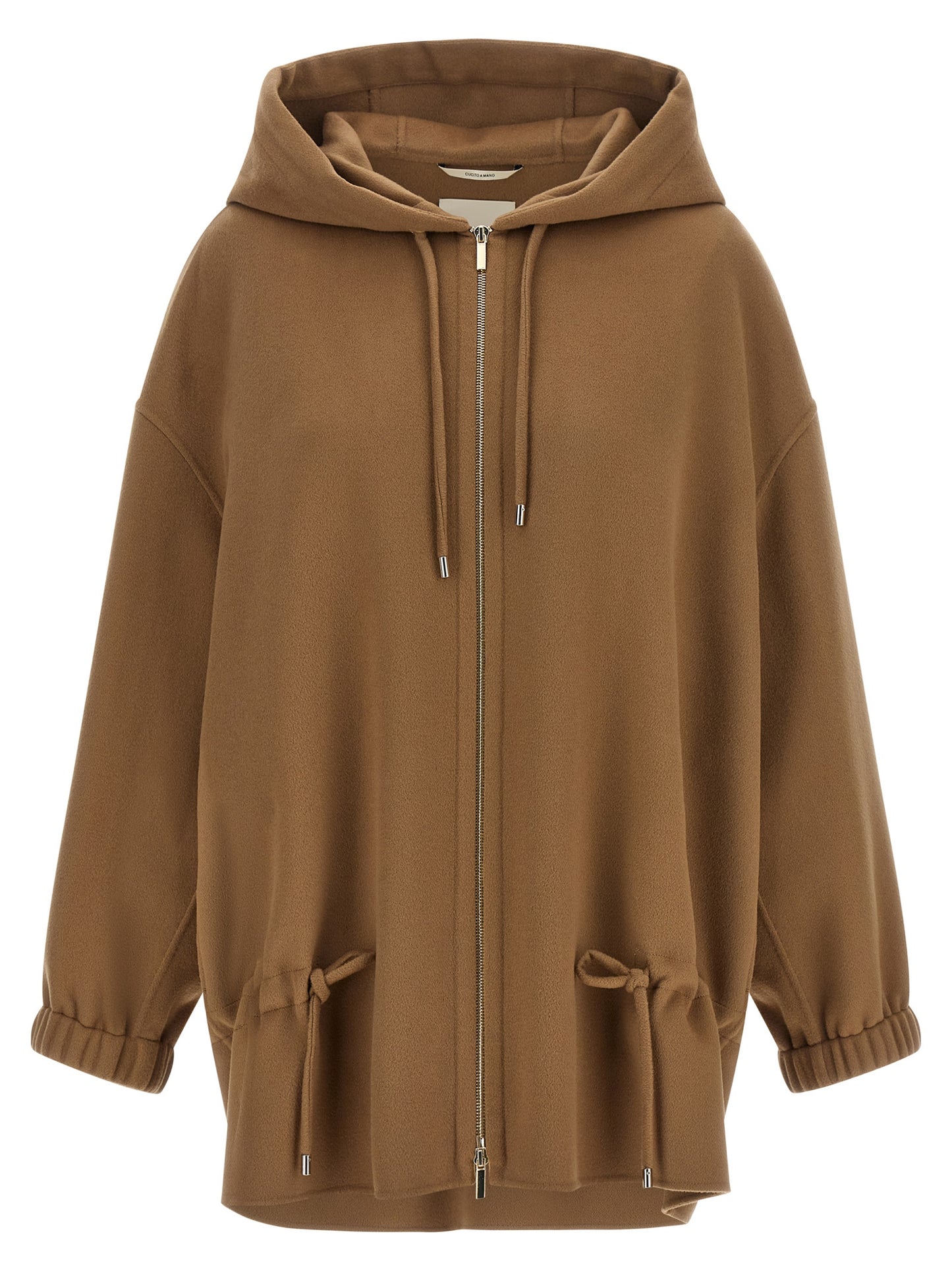 Hooded Overcoat by S Max Mara for women in virgin wool brown & silver features a cosy chic silhouette, artfully detailed with a sophisticated hooded neckline and premium hooded for a cosy chic finish.