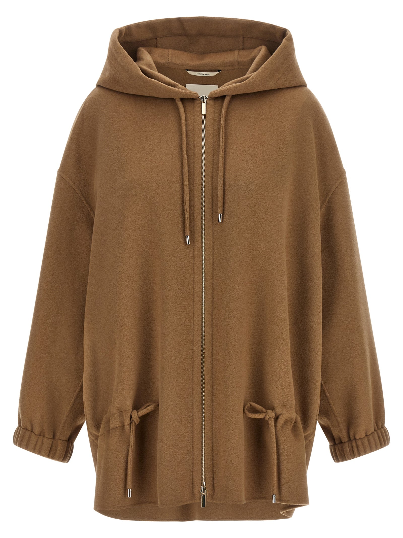 Hooded Overcoat by S Max Mara for women in virgin wool brown & silver features a cosy chic silhouette, artfully detailed with a sophisticated hooded neckline and premium hooded for a cosy chic finish.