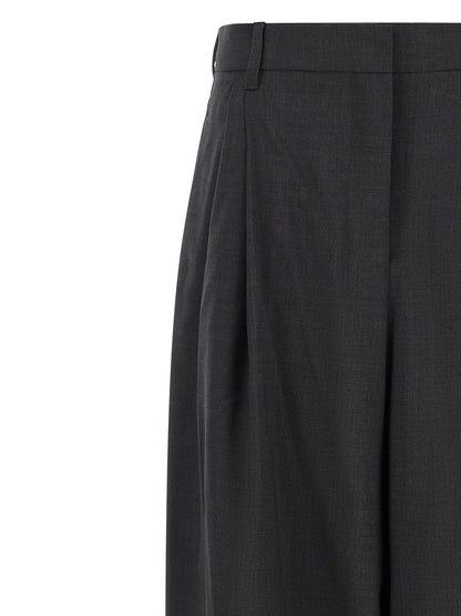 Trousers by S Max Mara for women in wool canvas gray features a tailored silhouette with a tailored , defined by its long and a sophisticated high rise.