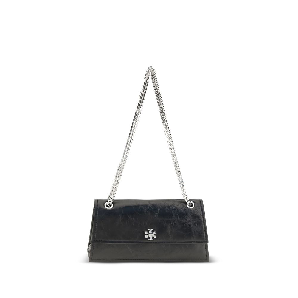 Shoulder Flap Bag by Tory Burch for women in polyethylene suede leather & cotton black showcases a enviable silhouette, artfully detailed with a secure flap, organized , and versatile shoulder-strap for a enviable look.