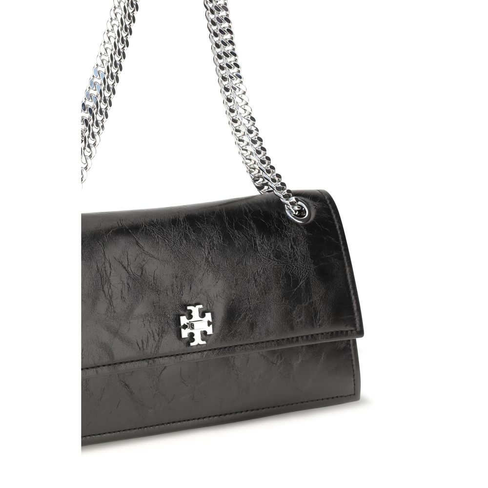 Shoulder Flap Bag by Tory Burch for women in polyethylene suede leather & cotton black features a effortless sophistication silhouette, secured by a flap with ample and versatile shoulder-strap for a effortless sophistication finish.