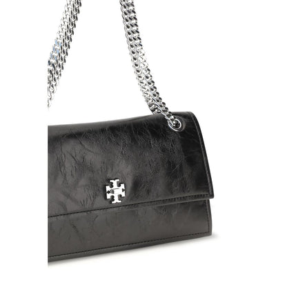 Shoulder Flap Bag by Tory Burch for women in polyethylene suede leather & cotton black features a effortless sophistication silhouette, secured by a flap with ample and versatile shoulder-strap for a effortless sophistication finish.