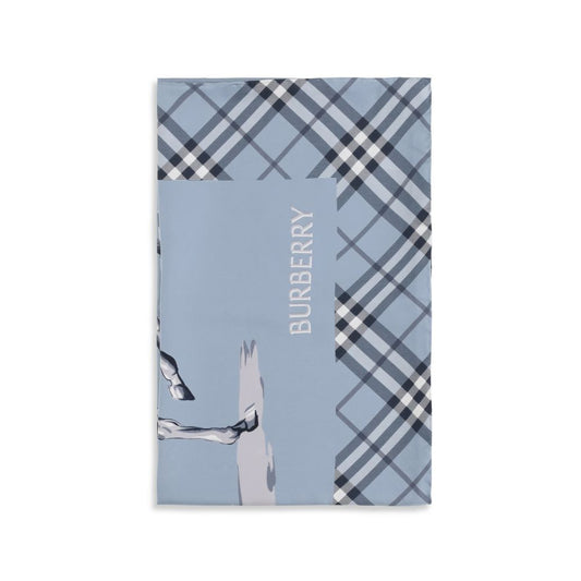 Scarf by Burberry for men in silk twill blue, signature & print features a timeless silhouette, artfully capturing the essence of the timeless Silk Twill Scarf design for a sophisticated look.
