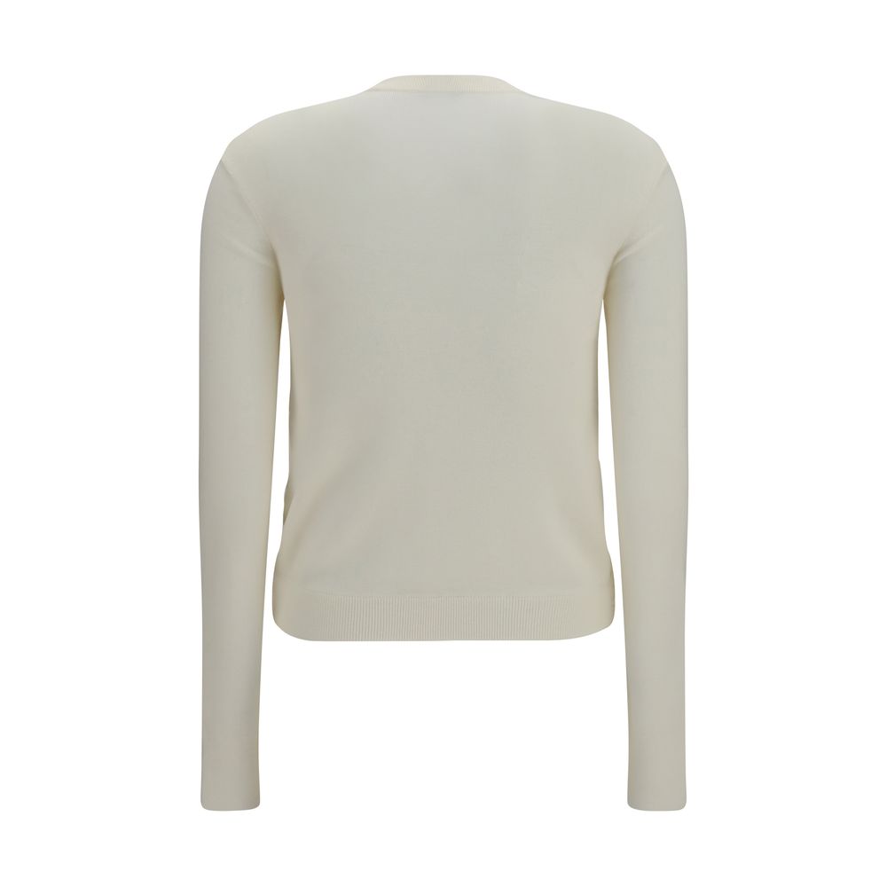 Cardigan by Burberry for women in polyamide cotton beige features a dramatic silhouette, showcasing a sophisticated round neckline and dramatic detail for a timeless, premium look.