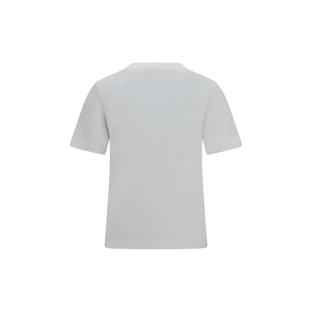 T-Shirt by Burberry for women in cotton white showcases a dramatic silhouette, elegantly detailed with a dramatic crew neckline and for a truly dramatic finish.