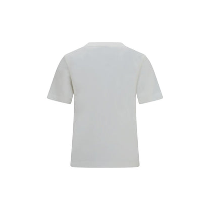 T-Shirt by Burberry for women in cotton white showcases a dramatic silhouette, elegantly detailed with a dramatic crew neckline and for a truly dramatic finish.